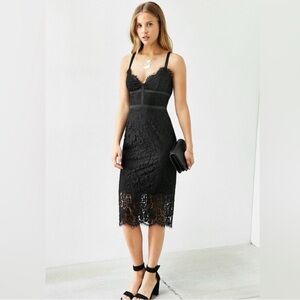Keepsake the Label Interlude Lace Midi Black Bodycon Dress
